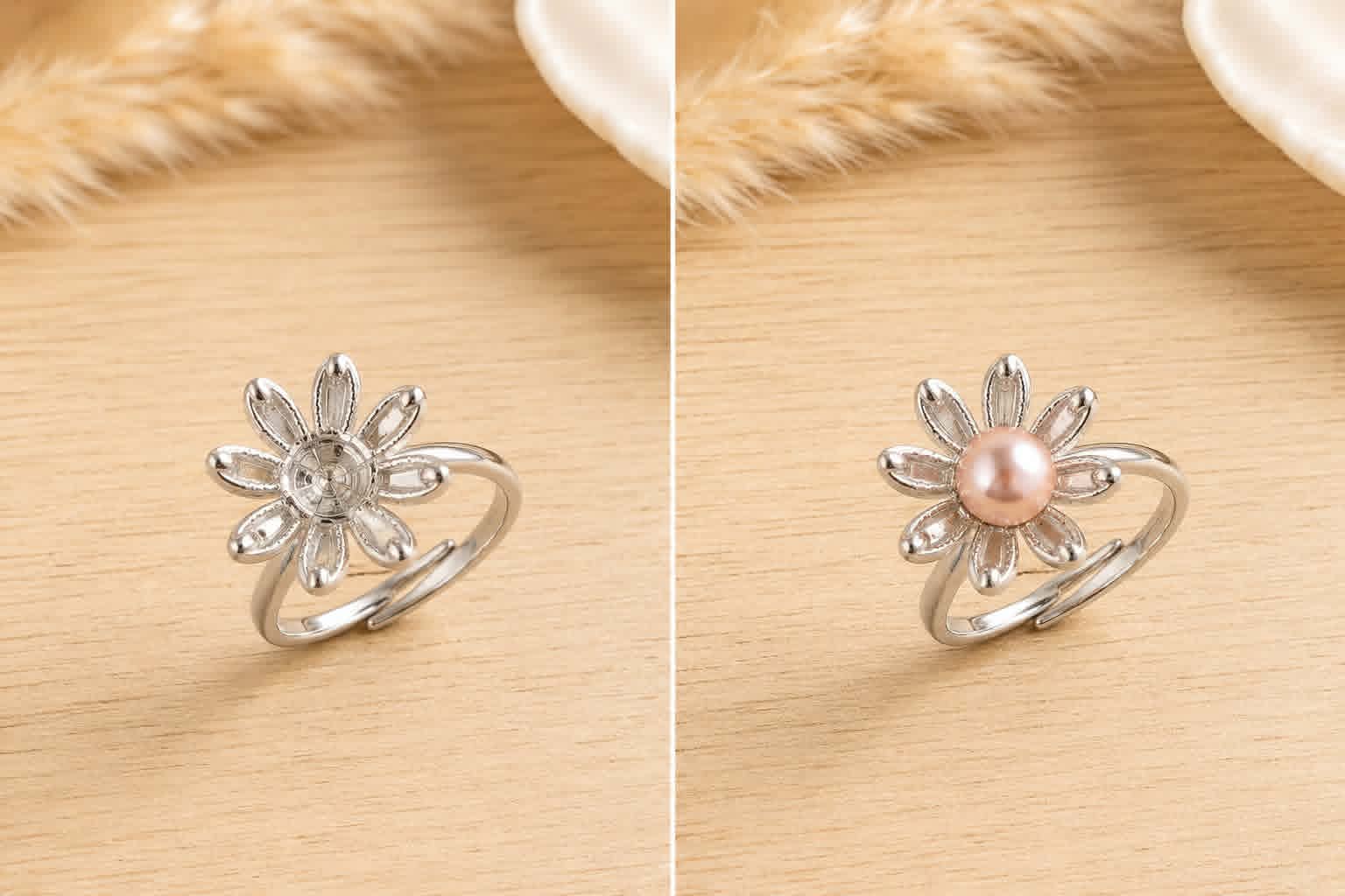 Daisy Adjustable Ring - Oyster Opening