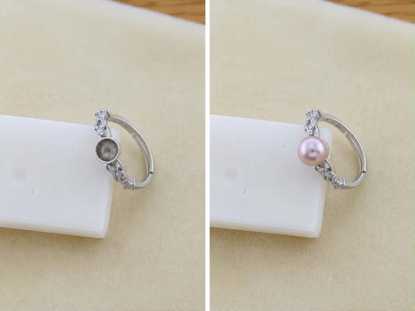 Twisted Pearl Sparkle Ring - Oyster Opening