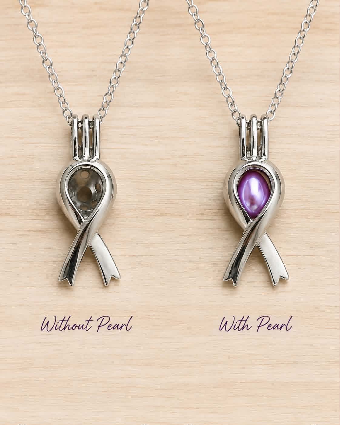 Ribbon Pendant Pearl Cage - Oyster Opening