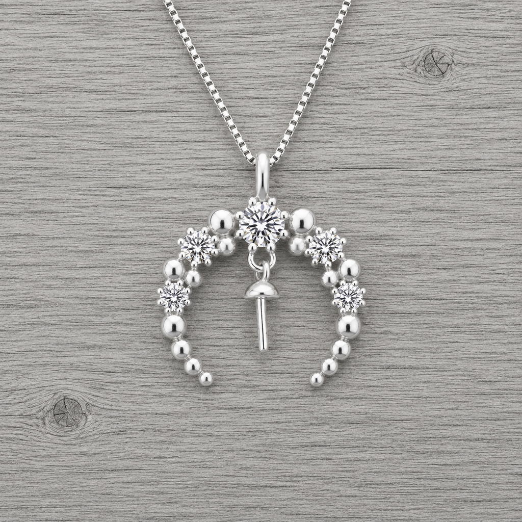New Moon Sterling Silver Pendant with CZ