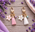 Tassel Flower Purse Charm with Pearl
