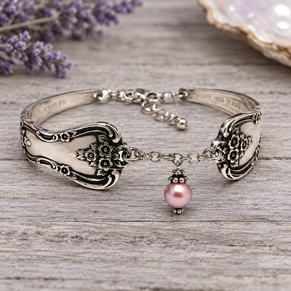 Vintage Silverware Pearl Bracelet + 2 Round Oyster Openings