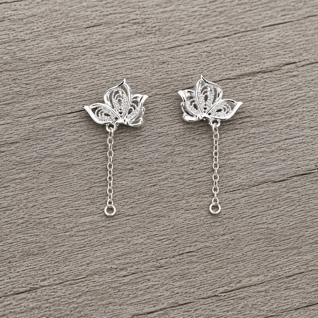Butterfly Stud Sterling Silver With Drop