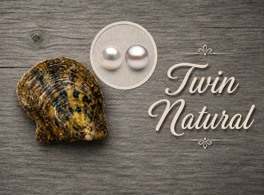 Twin Round Pearls for Oyster Opening - Natural
