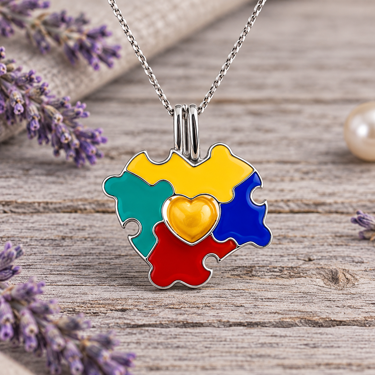 Autism Enamel Cage Sterling Silver