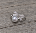 Bow Wrap adjustable Ring with CZ & Oyster Opening