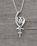 Heart wrap sterling silver pendant with Cubic Zirconia