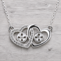 Double Heart Sterling Silver Pendant Necklace with CZ
