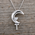 Crescent Moon sterling silver pendant with Cubic Zirconia