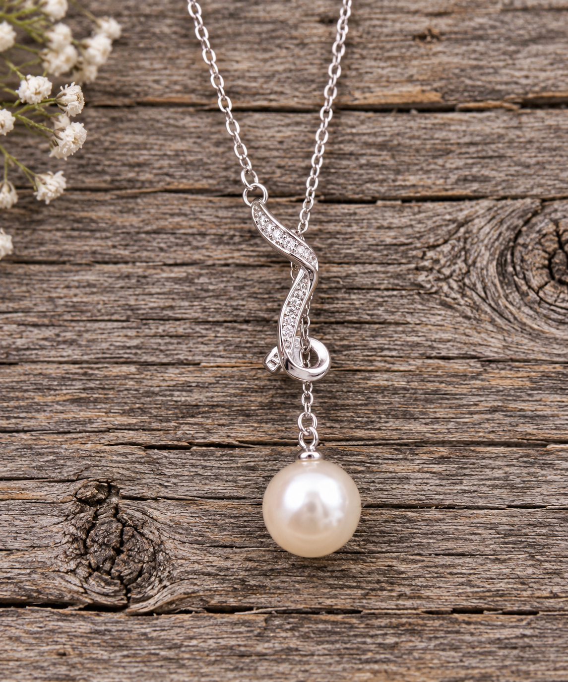 The Twist with CZ adjustable drop Necklace