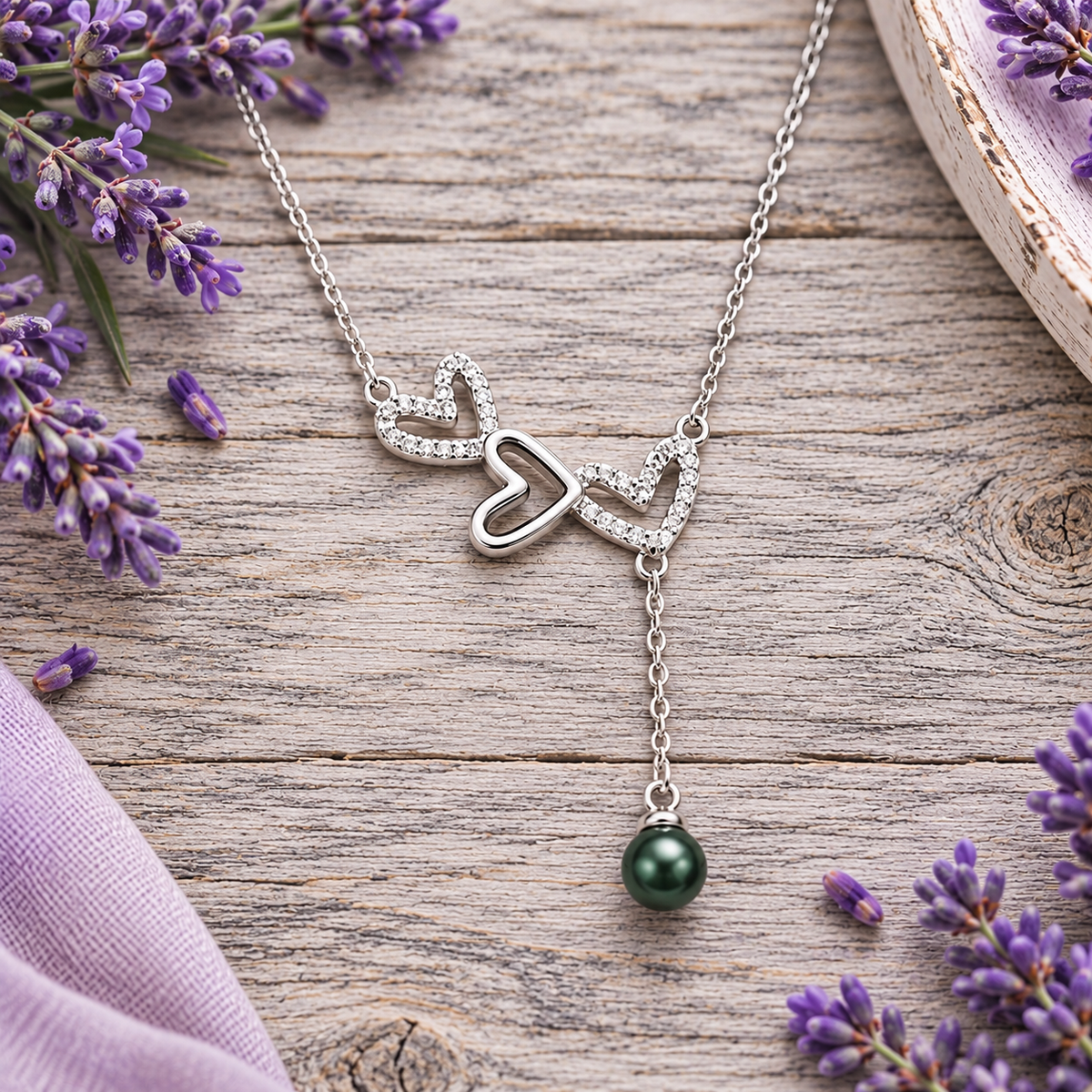 Heart Drop Necklace with Pearl