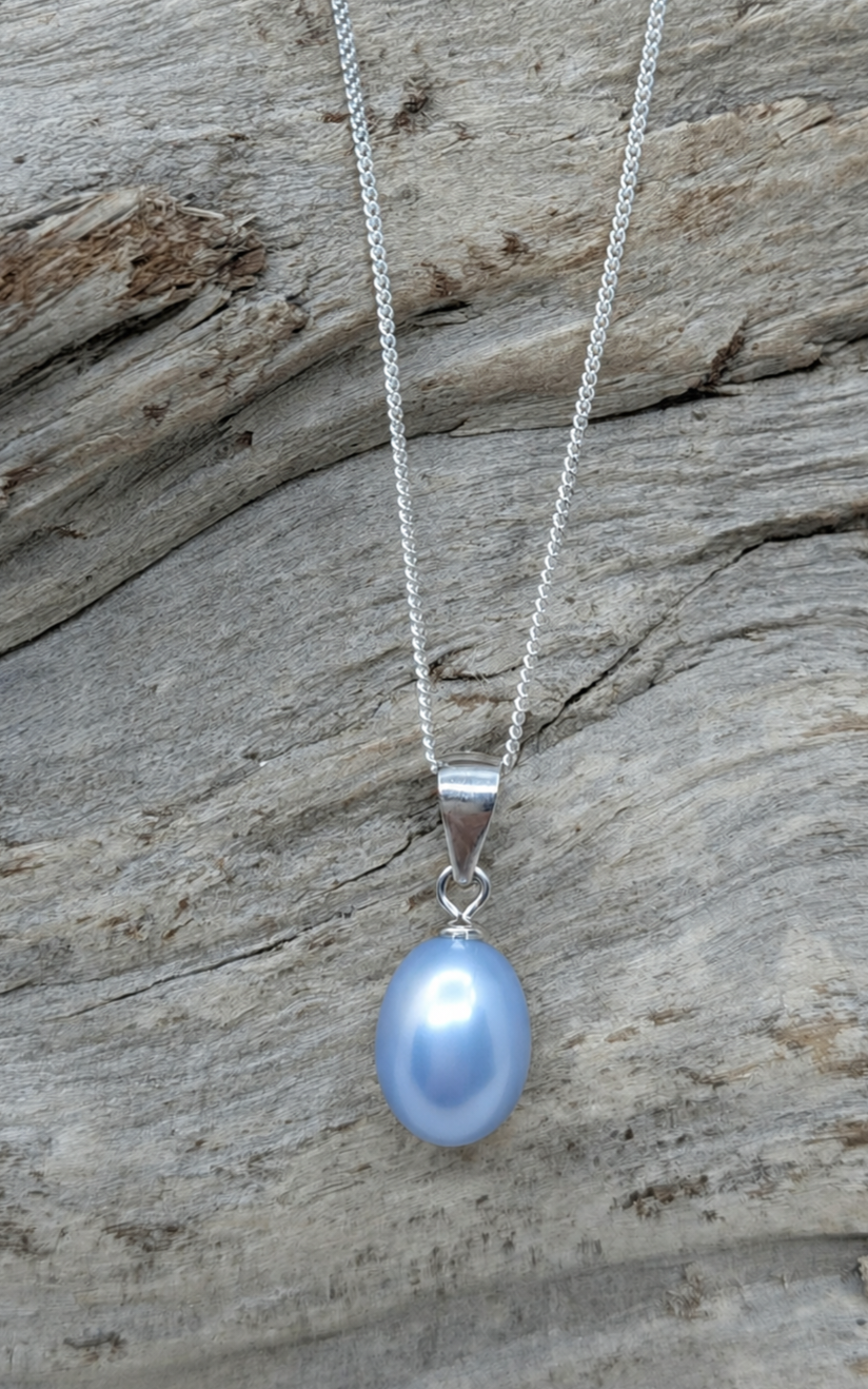 Simple Sterling Silver Pearl Drop Pendant Necklace