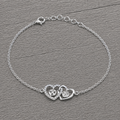 Double Heart Sterling Silver Bracelet with Cubic Zirconia