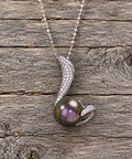Swan Song CZ stainless Pendant with Chain