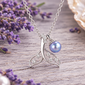 CZ Whale Tail with Pearl Necklace