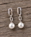 Chain Link Bling with CZ earrings Sterling Silver Post with Opening