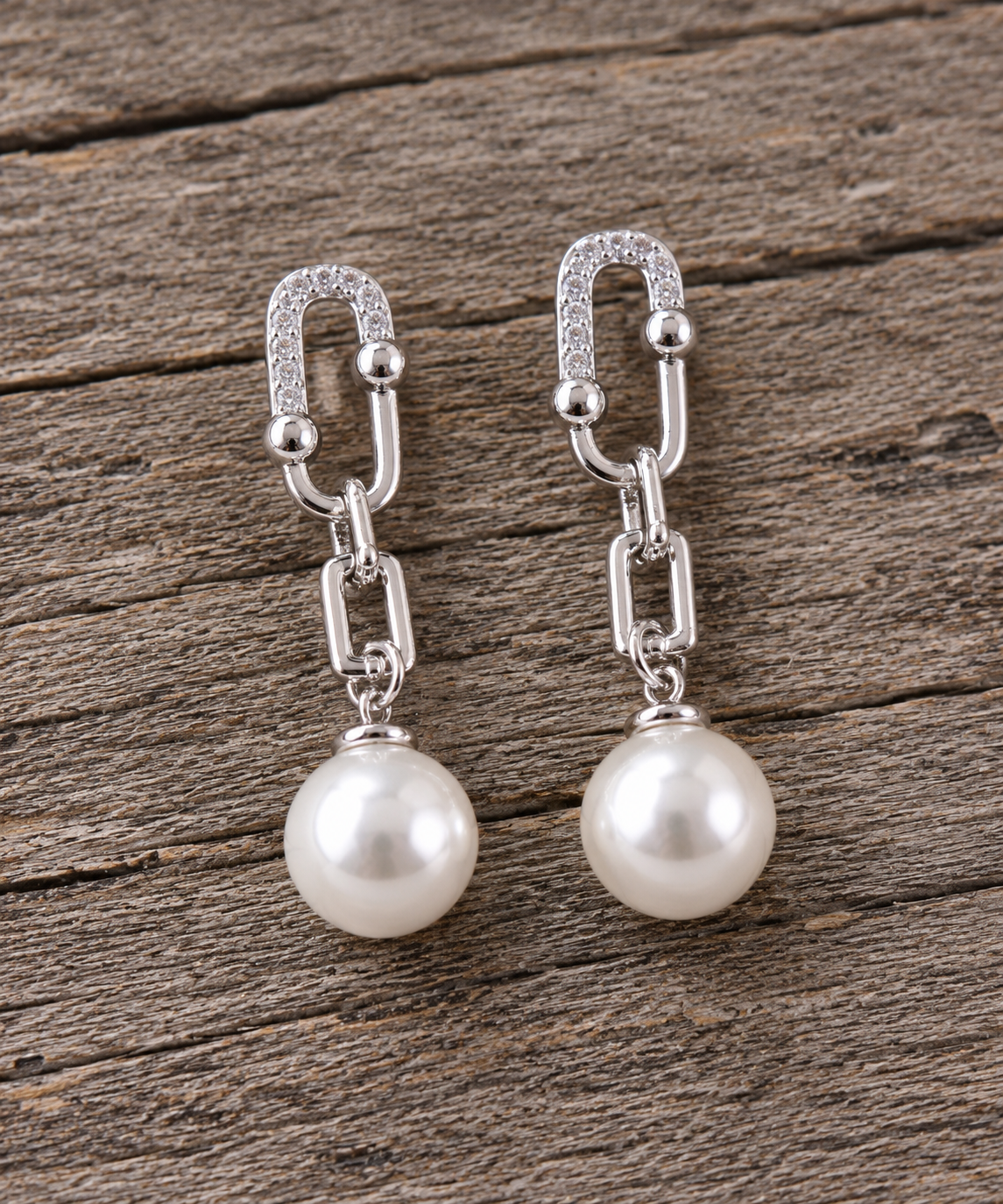 Chain Link Bling with CZ earrings Sterling Silver Post with Opening