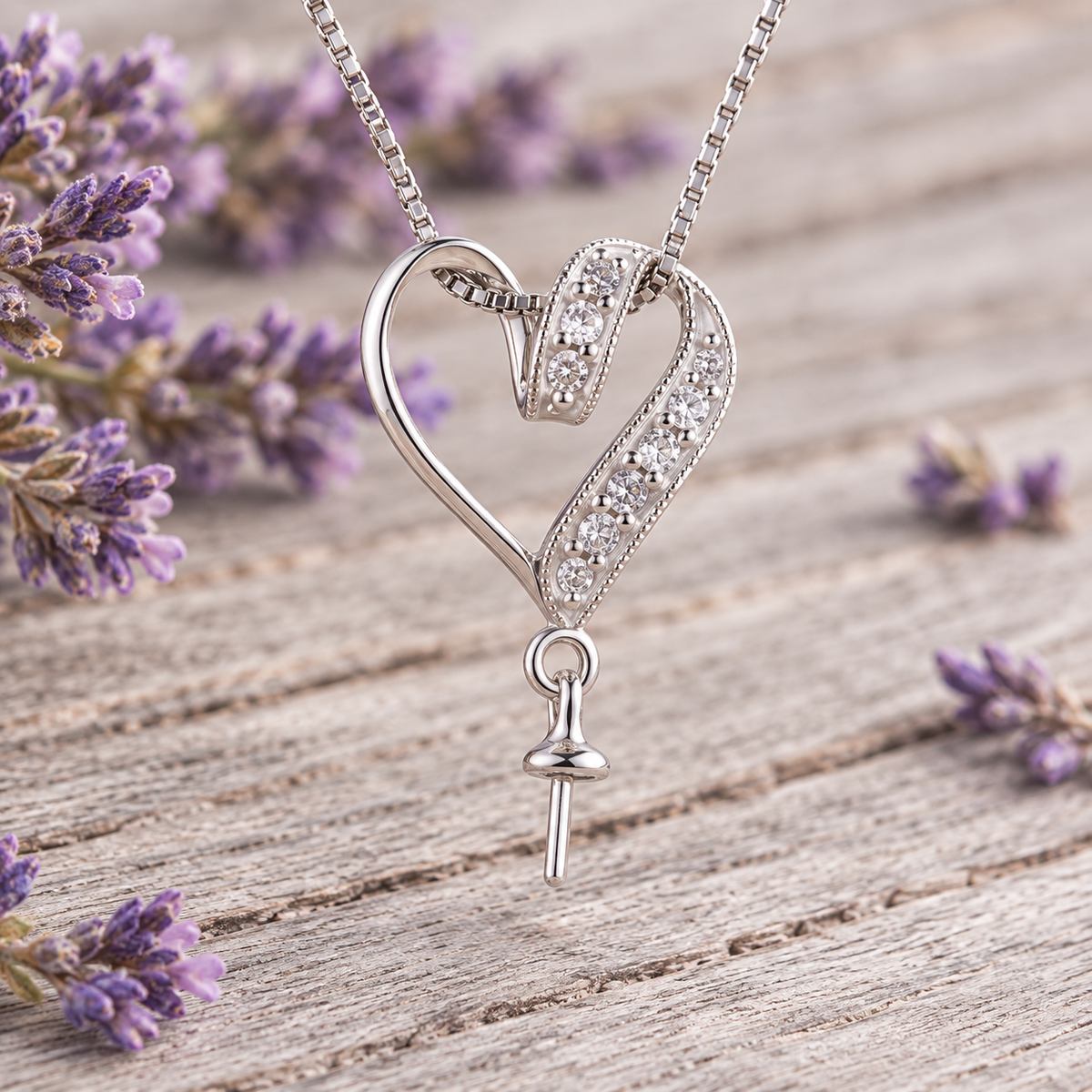 Floating Heart Sterling Silver Pendant with CZ