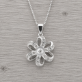 Flower Sterling Silver Pendant with CZ