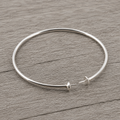 Double Mount Bangle Bracelet Sterling Silver