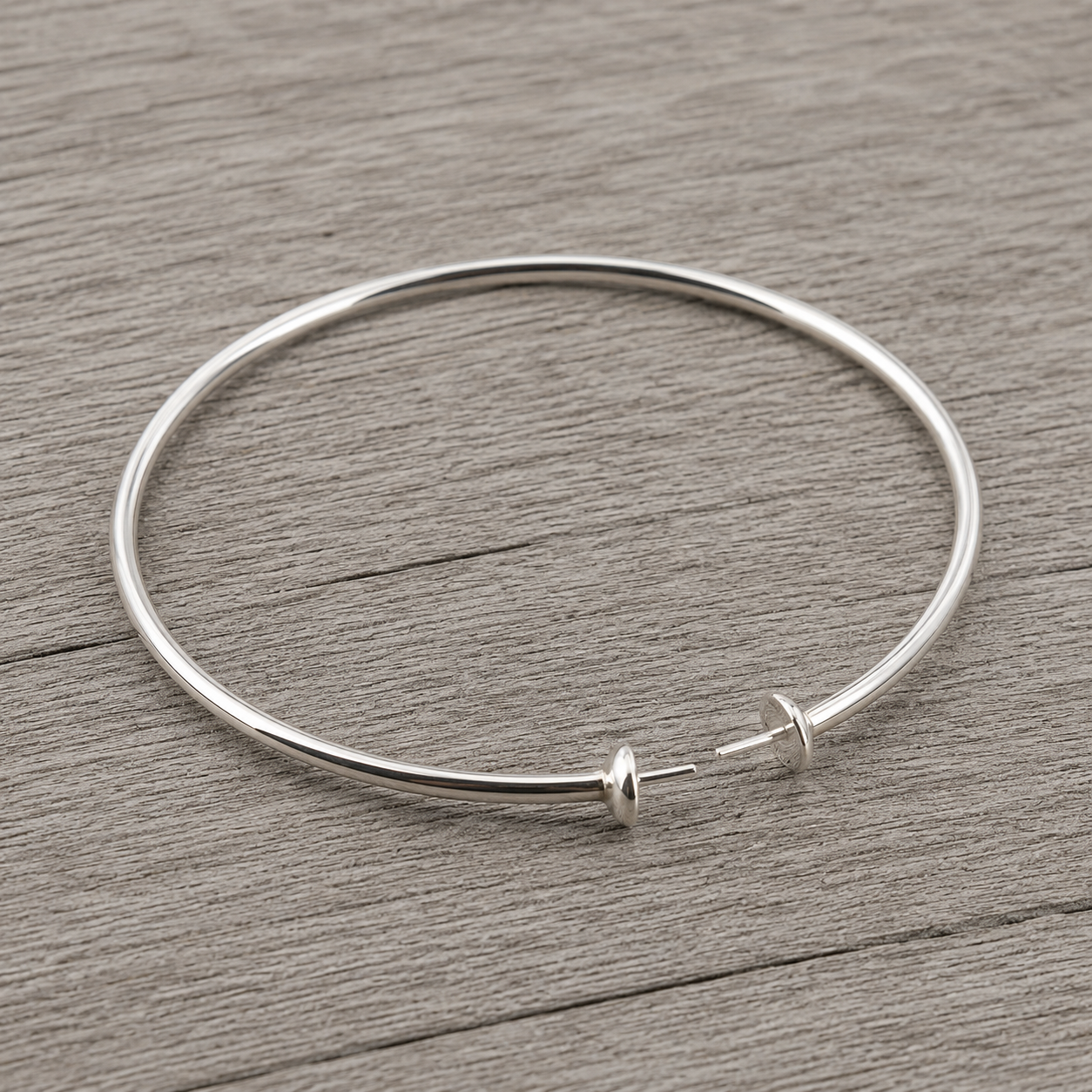 Double Mount Bangle Bracelet Sterling Silver