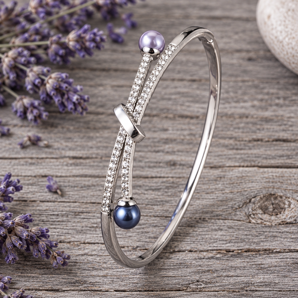 The Knot Silver Pearl Bracelet Bangle