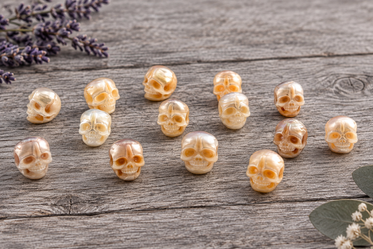 Hand Carved Pearl Skull