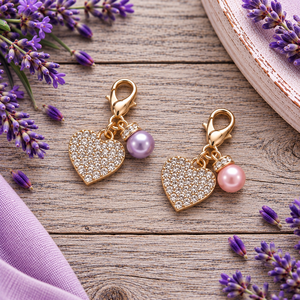 Cz Heart Purse Charm with Pearl