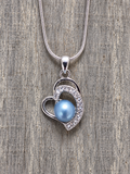Crystal Heart Pearl Pendant - Oyster Opening