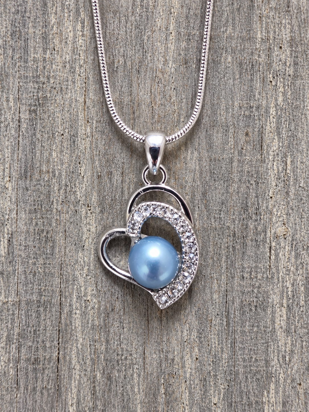 Crystal Heart Pearl Pendant - Oyster Opening