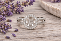 Halo With Rhinestones Adjustable 925 Sterling Silver Ring