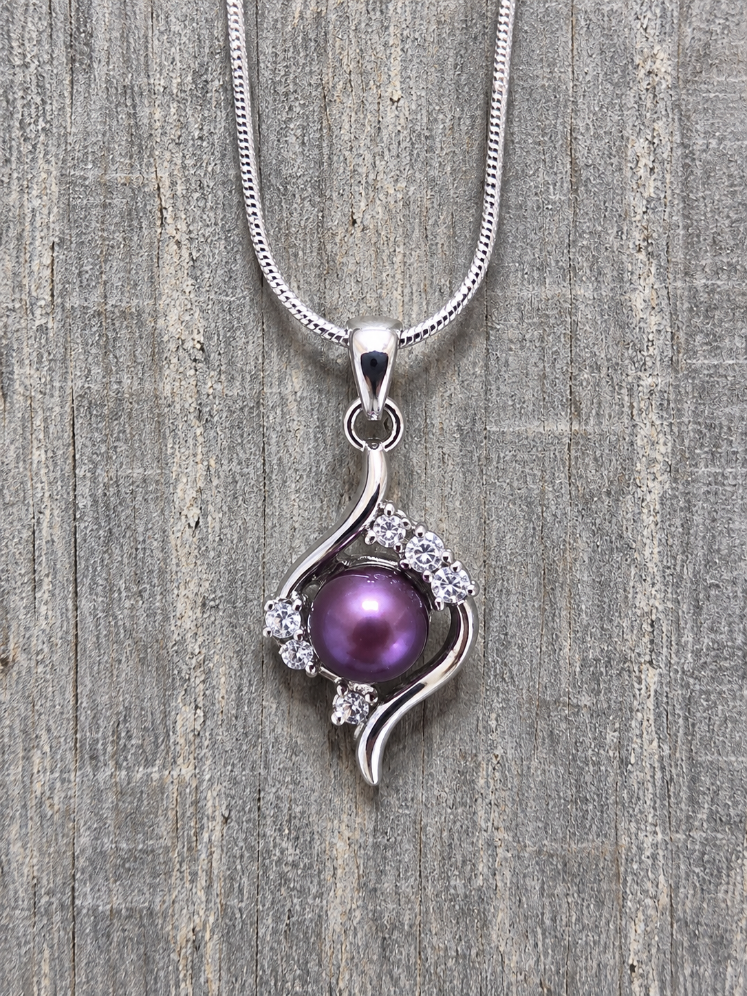 CZ Tear Drop Pearl Pendant - Oyster Opening